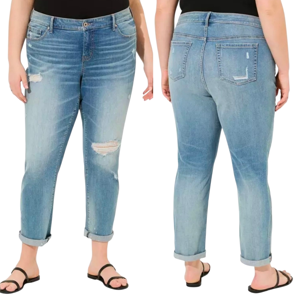Torrid Boyfriend Straight Mid-Rise Jean Distressed Vintage Stretch 24 Plus